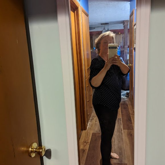 Dark Blue with White Pattern Shirt - 3/4 sleeves - Picture 2 of 6